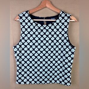 Anthropologie Eva Franco Retro Preppy Twee Blue Daisy Tank Top Size Small